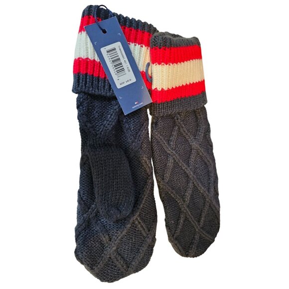 Tommy Hilfiger Acrylic Mittens Womens Blue Red White NWT Designer One Size NEW - Picture 1 of 8